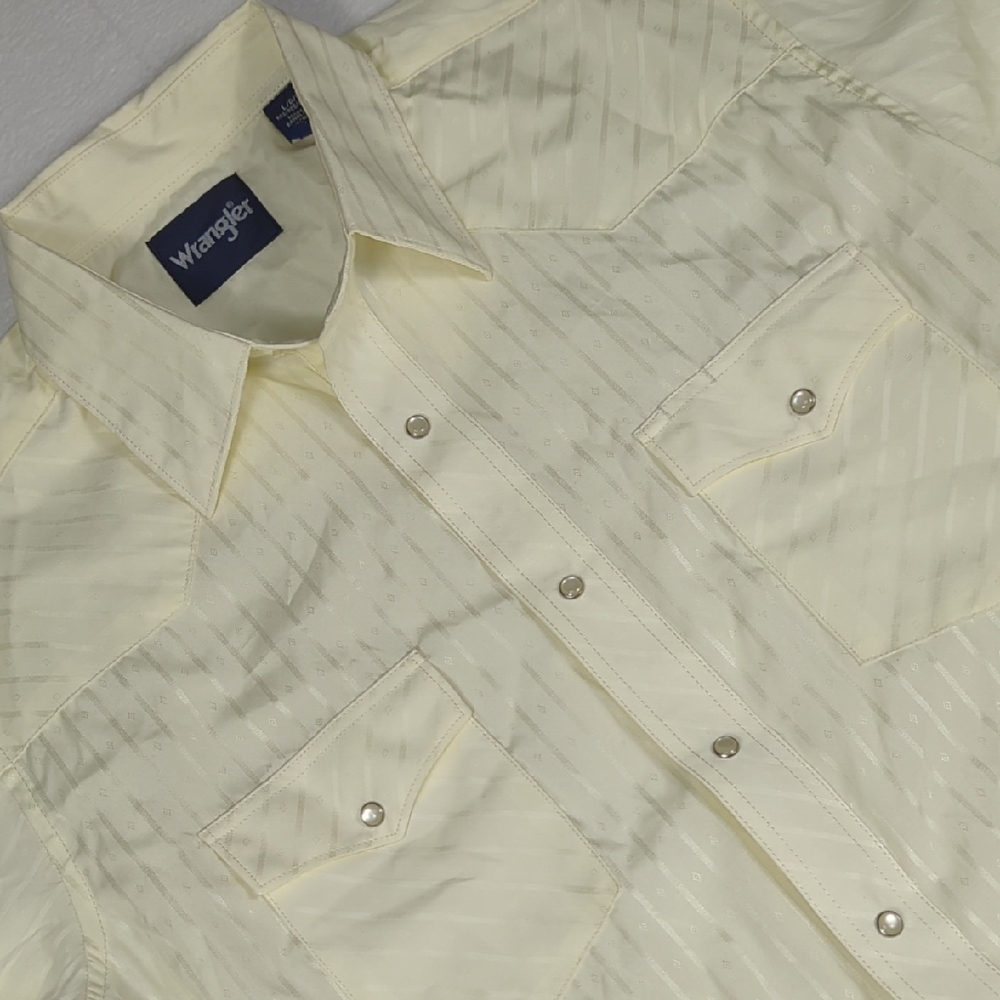 Wrangler Western Pearl Snap‎ Long Sleeve Button-up Mens Shirt Size Large